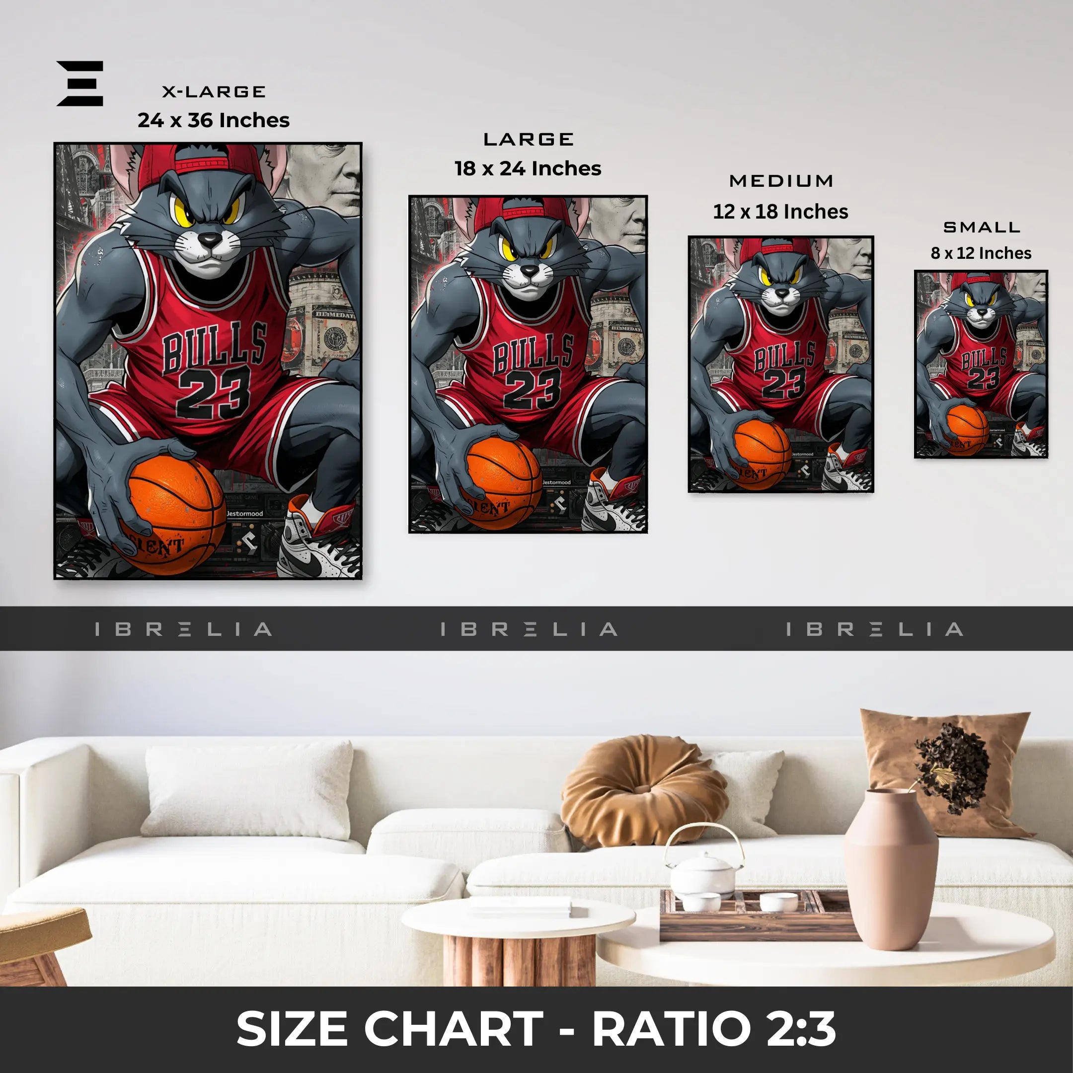 Tom & Jerry Graffiti Pop Art Resin Wall Art – “Bulls 23” Basketball Edition | IBRELIA IBRELIA