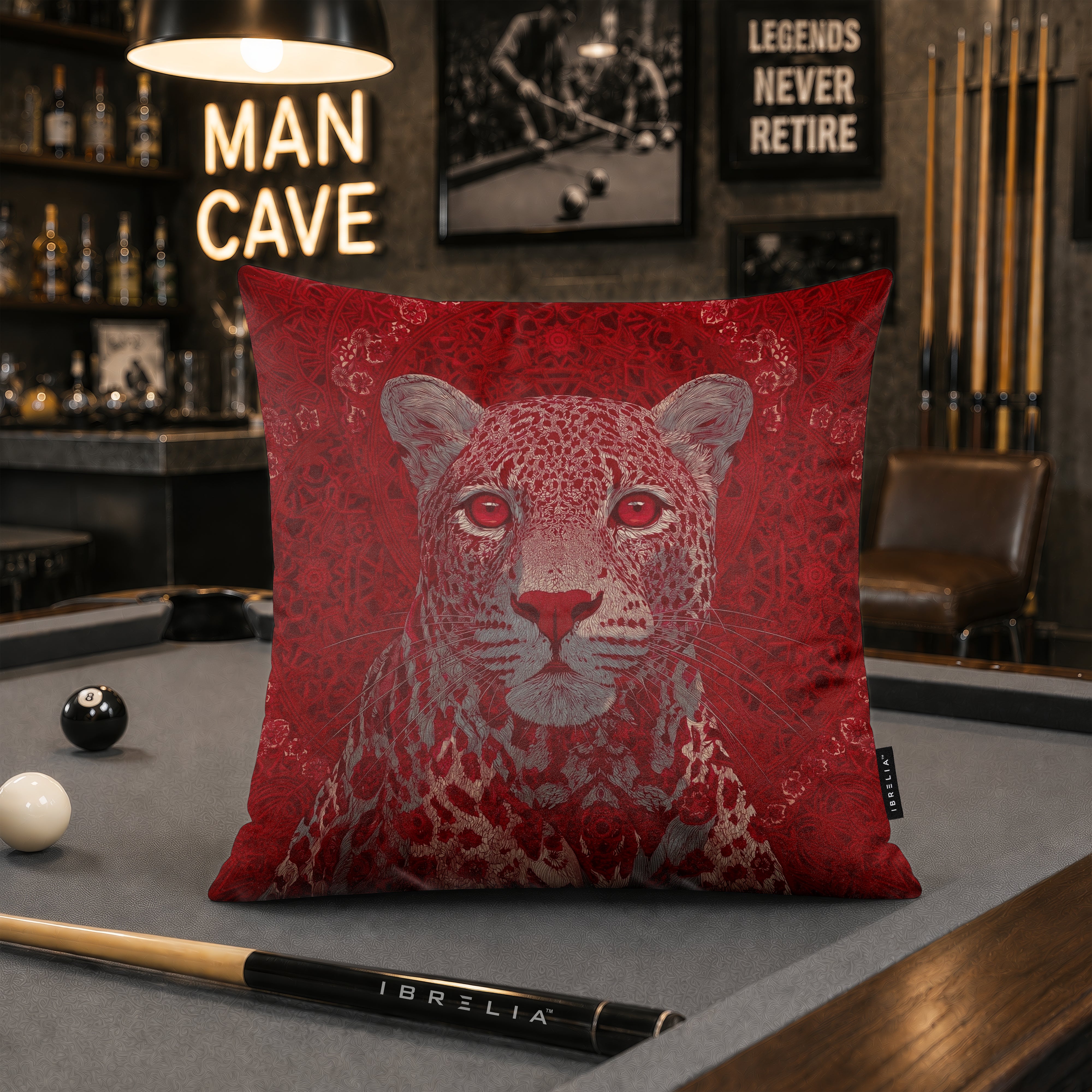 Crimson Leopard Cushion | Premium Velvet Suede | Double-Sided Print