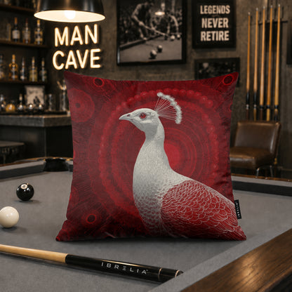 Elegant White Peacock Cushion | Premium Velvet Suede | Double-Sided Print