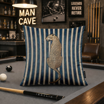 Leopard Stripe Designer Cushion | Premium Velvet Suede | Double-Sided Print