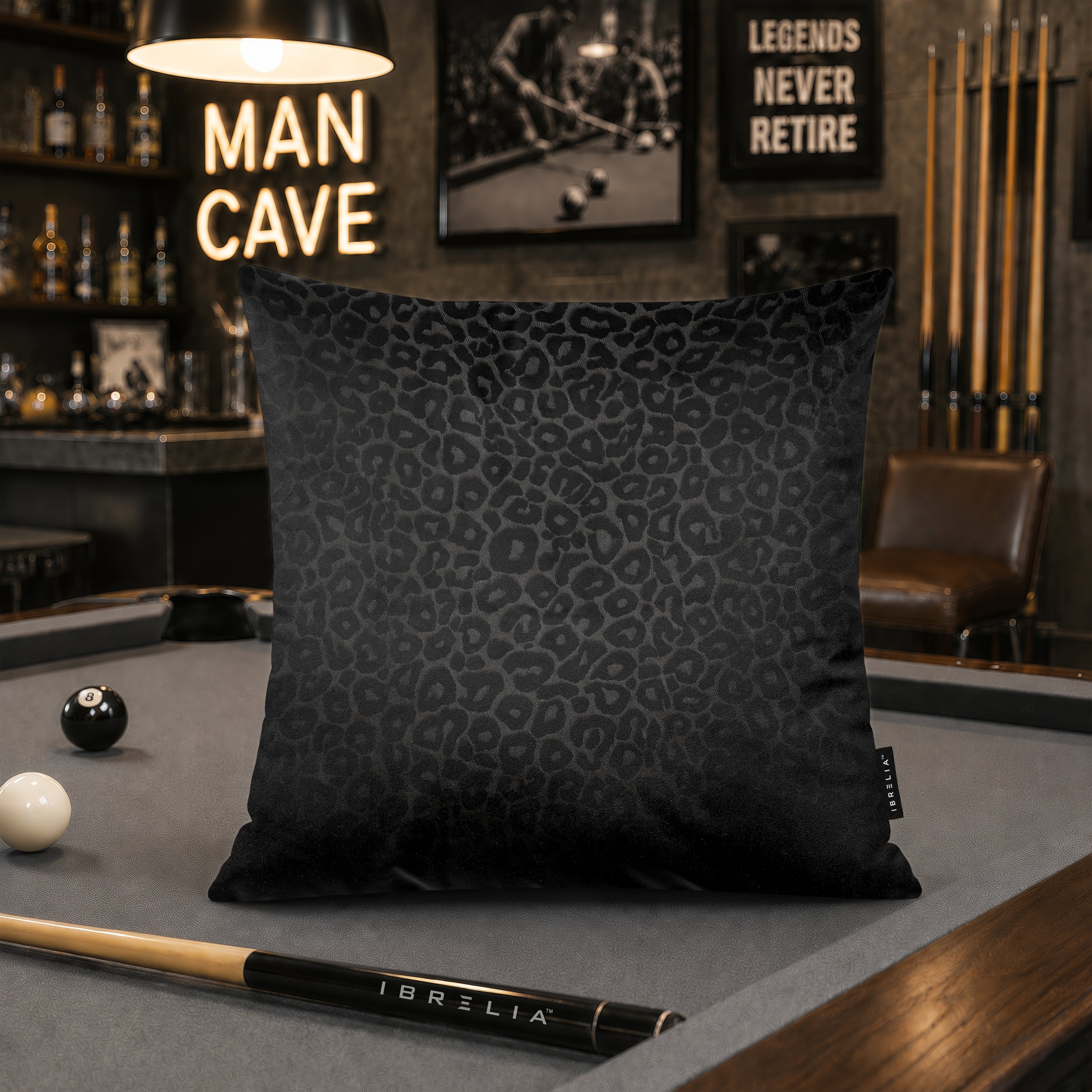 Midnight Leopard Print Cushion | Premium Velvet Suede | Double-Sided Print