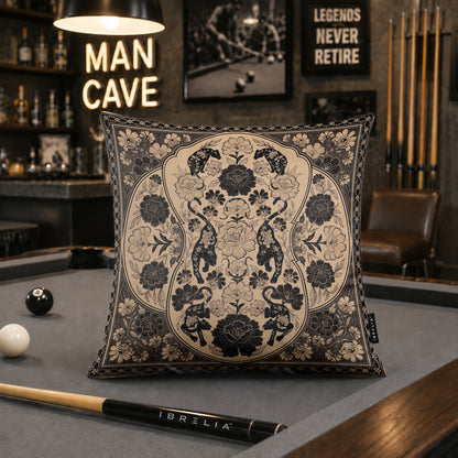 Vintage Botanical Leopard Cushion | Premium Velvet Suede | Double-Sided Print