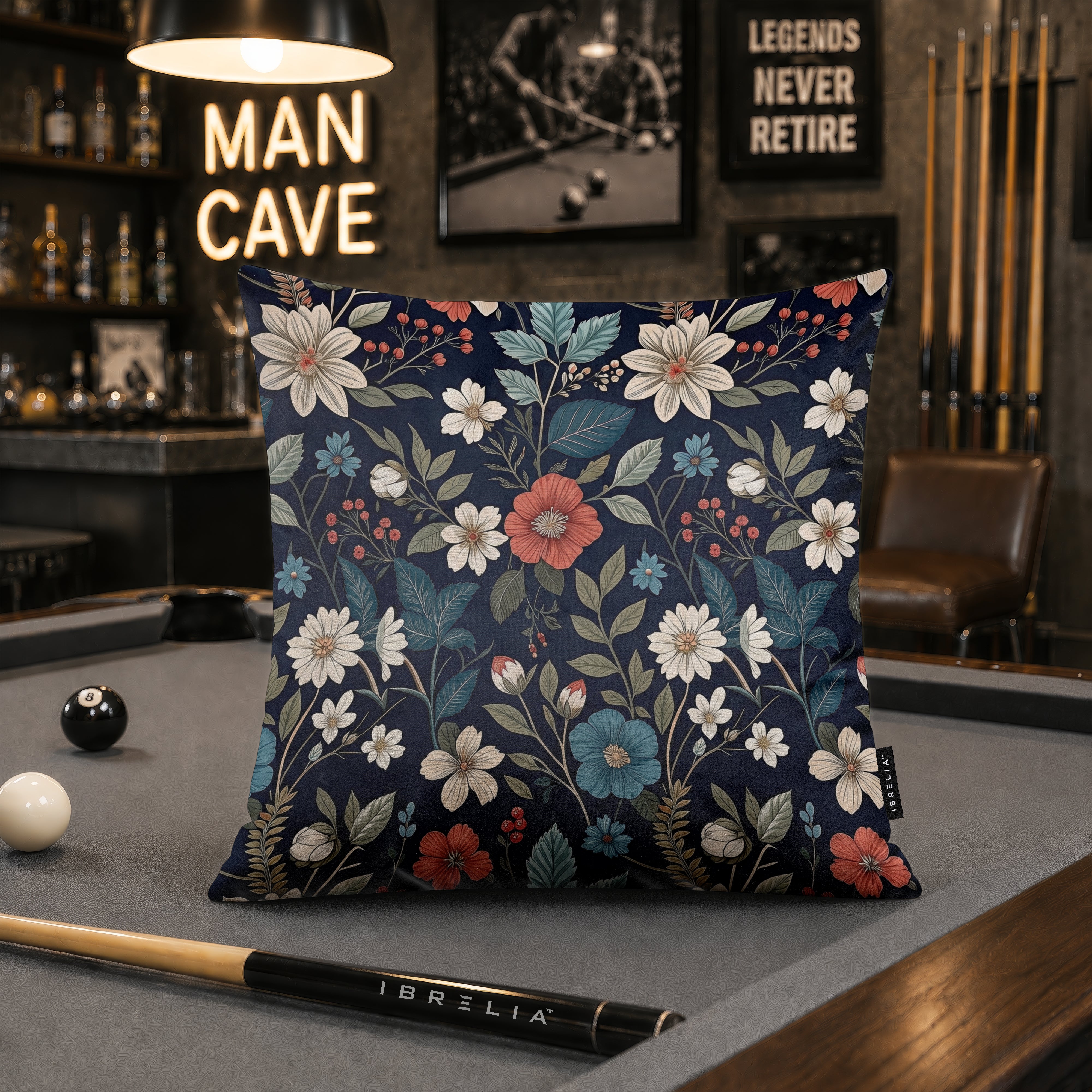 Midnight Botanical Floral Cushion | Premium Velvet Suede | Double-Sided Print