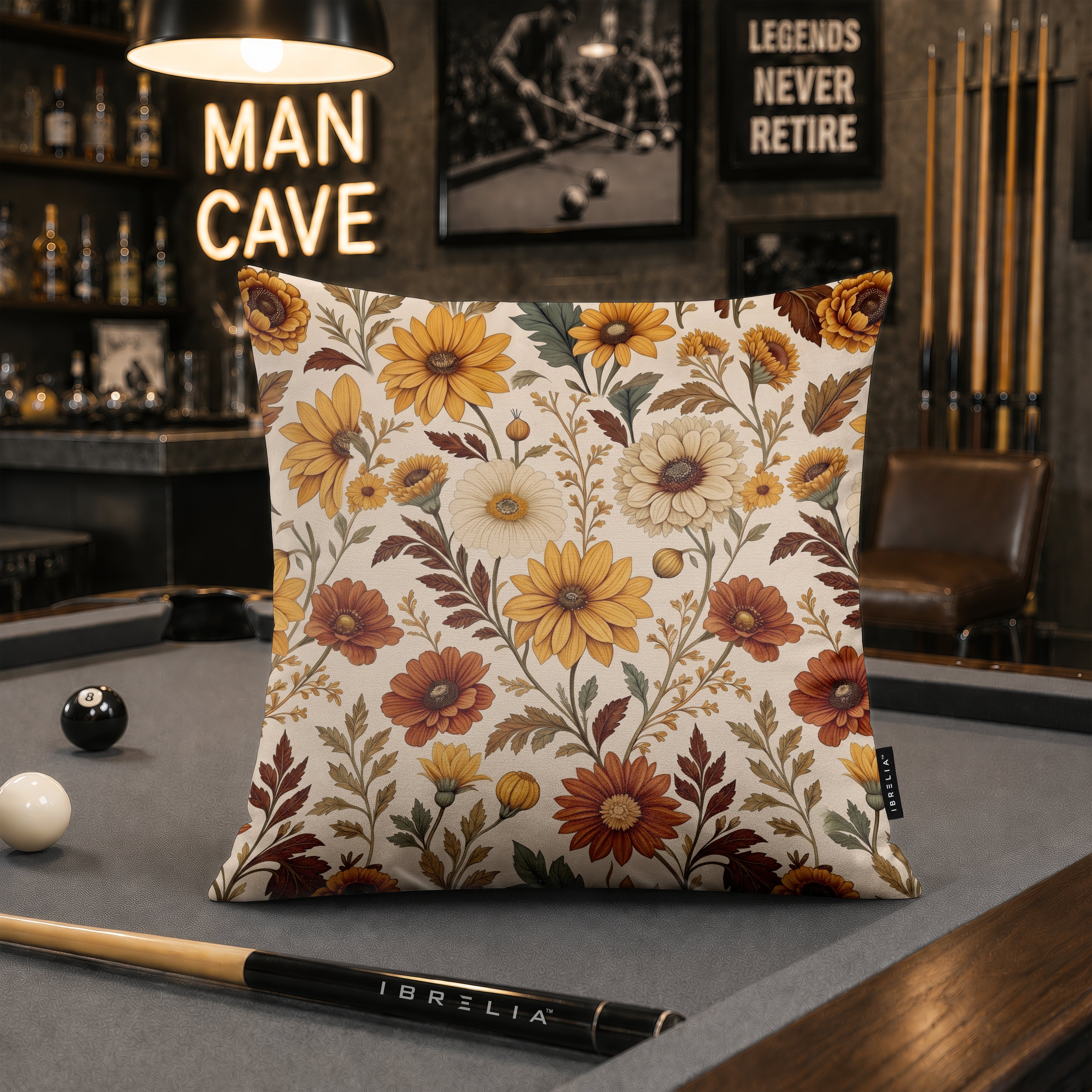 Autumn Wildflower Botanical Cushion | Premium Velvet Suede | Double-Sided Print