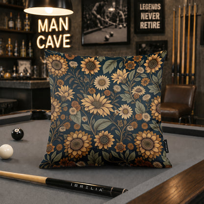 Midnight Sunflower Botanical Cushion | Premium Velvet Suede | Double-Sided Print