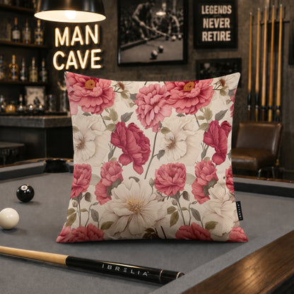 Blush Peony Floral Cushion | Premium Velvet Suede | Double-Sided Print