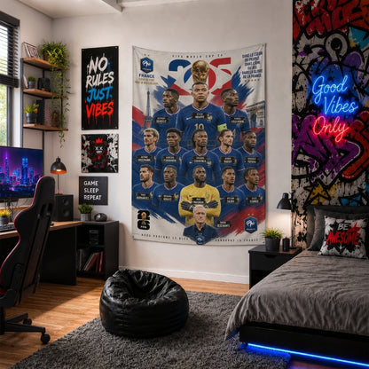 France National Team – FIFA World Cup 2026 Squad – Premium Jute Fabric Tapestry – IBRELIA™