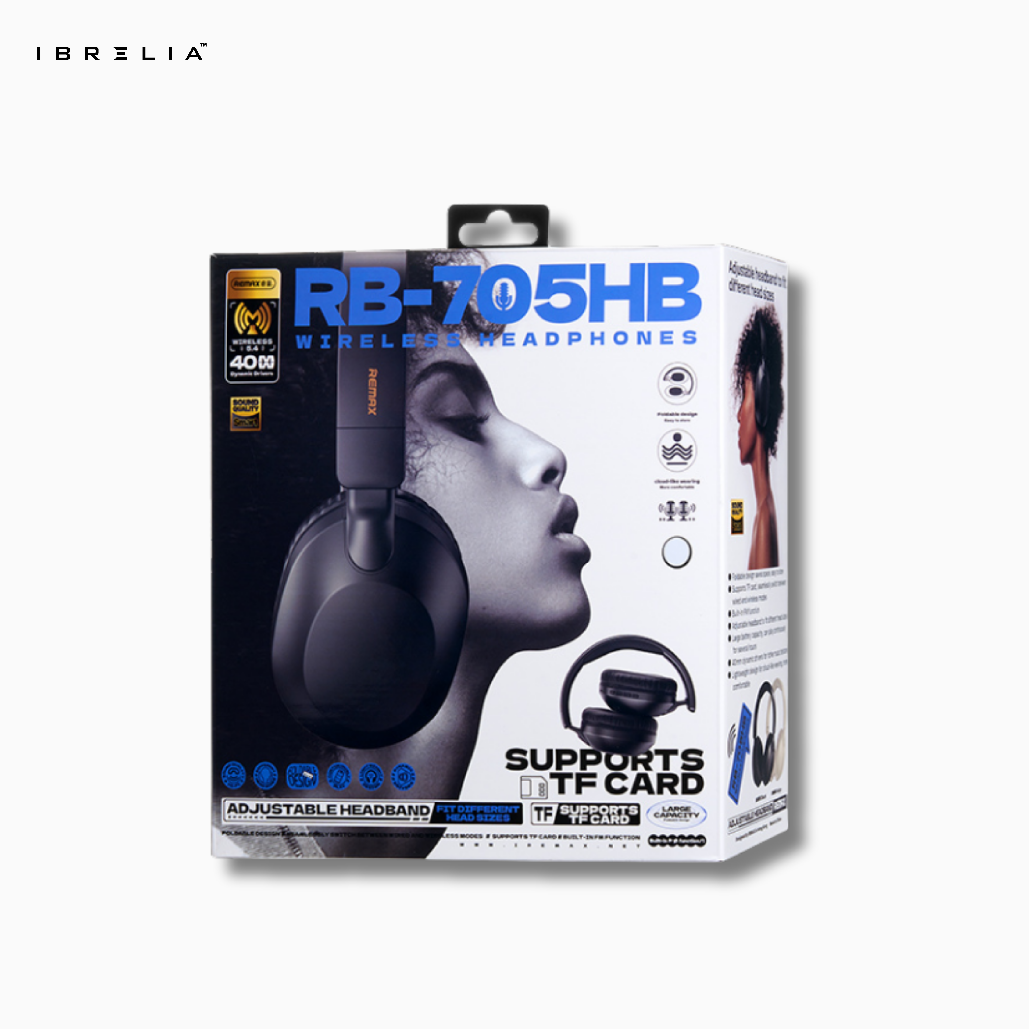 REMAX RB-705HB Wireless Headphones | Deep Bass Surround Sound | TF Card Support | Adjustable Headband | IBRELIA™