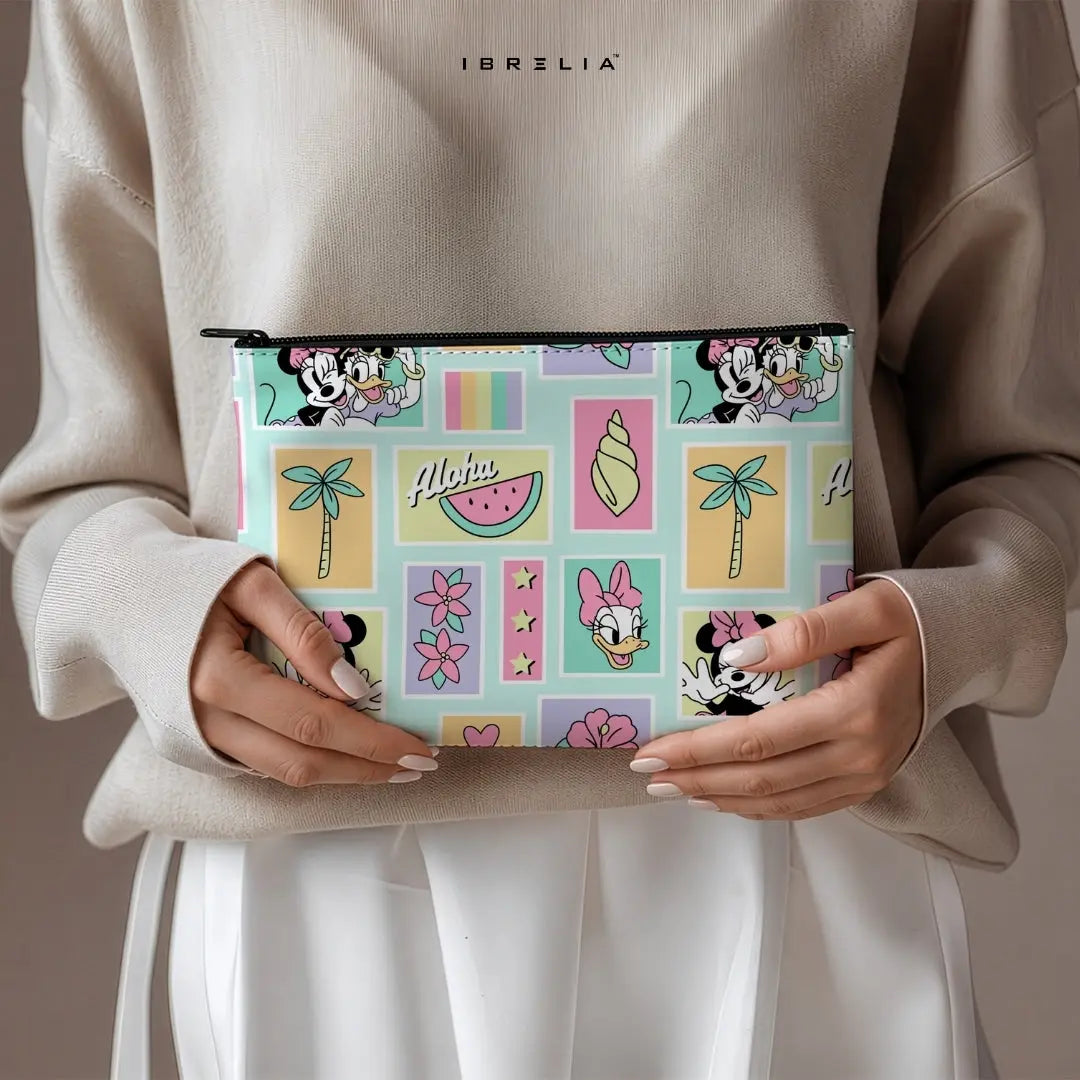 Tropical Pastel Vibes Makeup & Pencil Pouch – Double-Sided Print – IBRELIA™