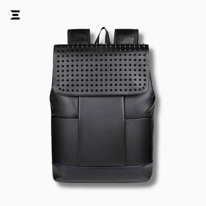 IBRELIA™ Men’s Black Studded Backpack | Premium PU Leather, Lightweight Travel & Office Bag