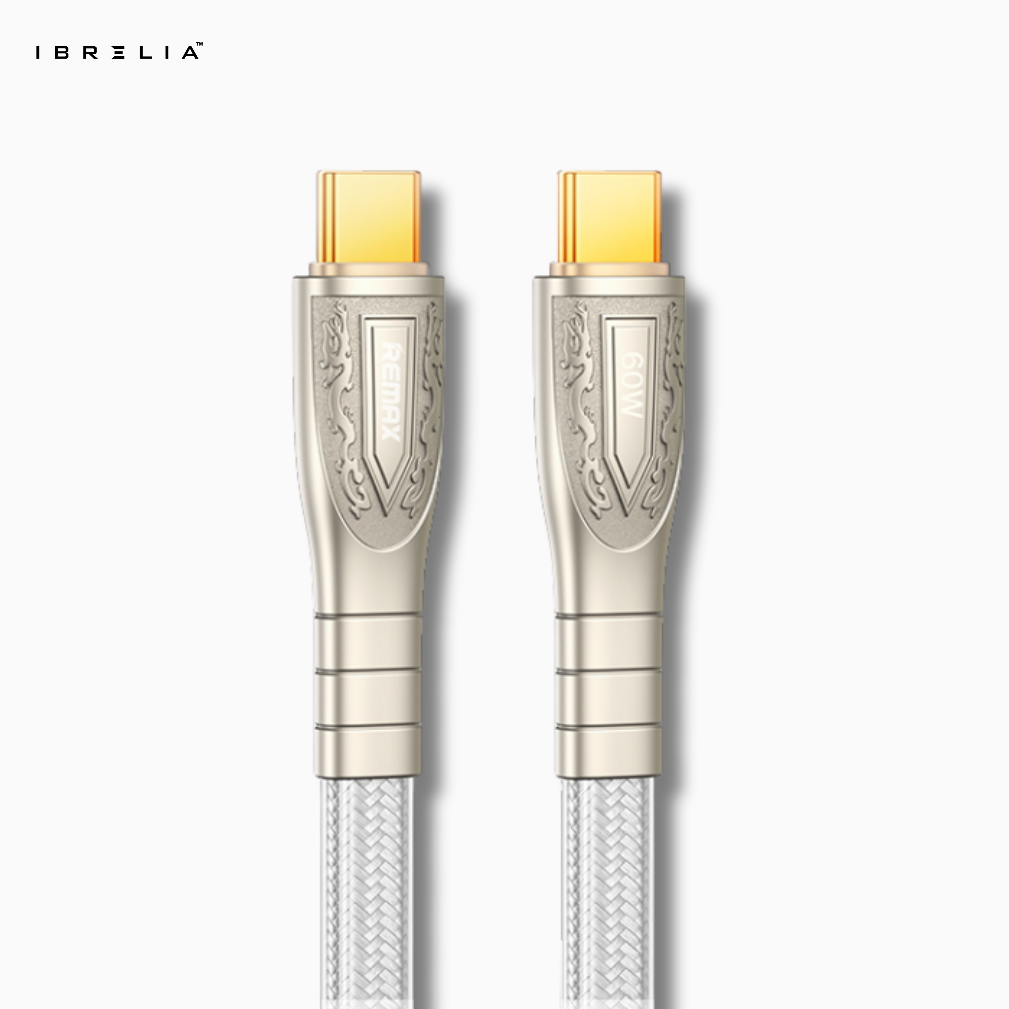 REMAX RC-C166 60W Zinc Alloy Fast Charging Cable (Type-C to Type-C) | Transparent Design | 1.2M Durable Cable | IBRELIA™