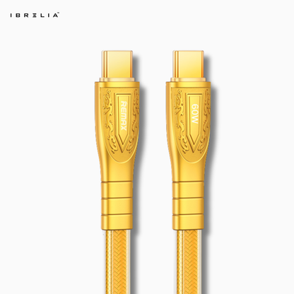 REMAX RC-C166 60W Zinc Alloy Fast Charging Cable (Type-C to Type-C) | Transparent Design | 1.2M Durable Cable | IBRELIA™