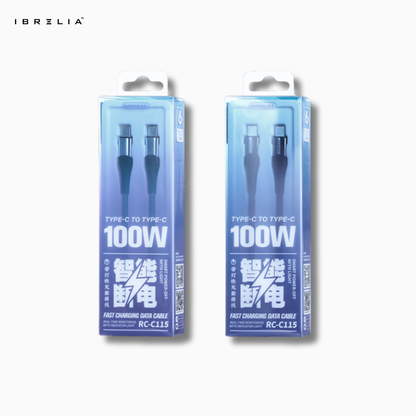 REMAX Intelyelec RC-C115 100W Smart Power-Off Cable (Type-C to Type-C) | Fast Charging | LED Indicator | IBRELIA™