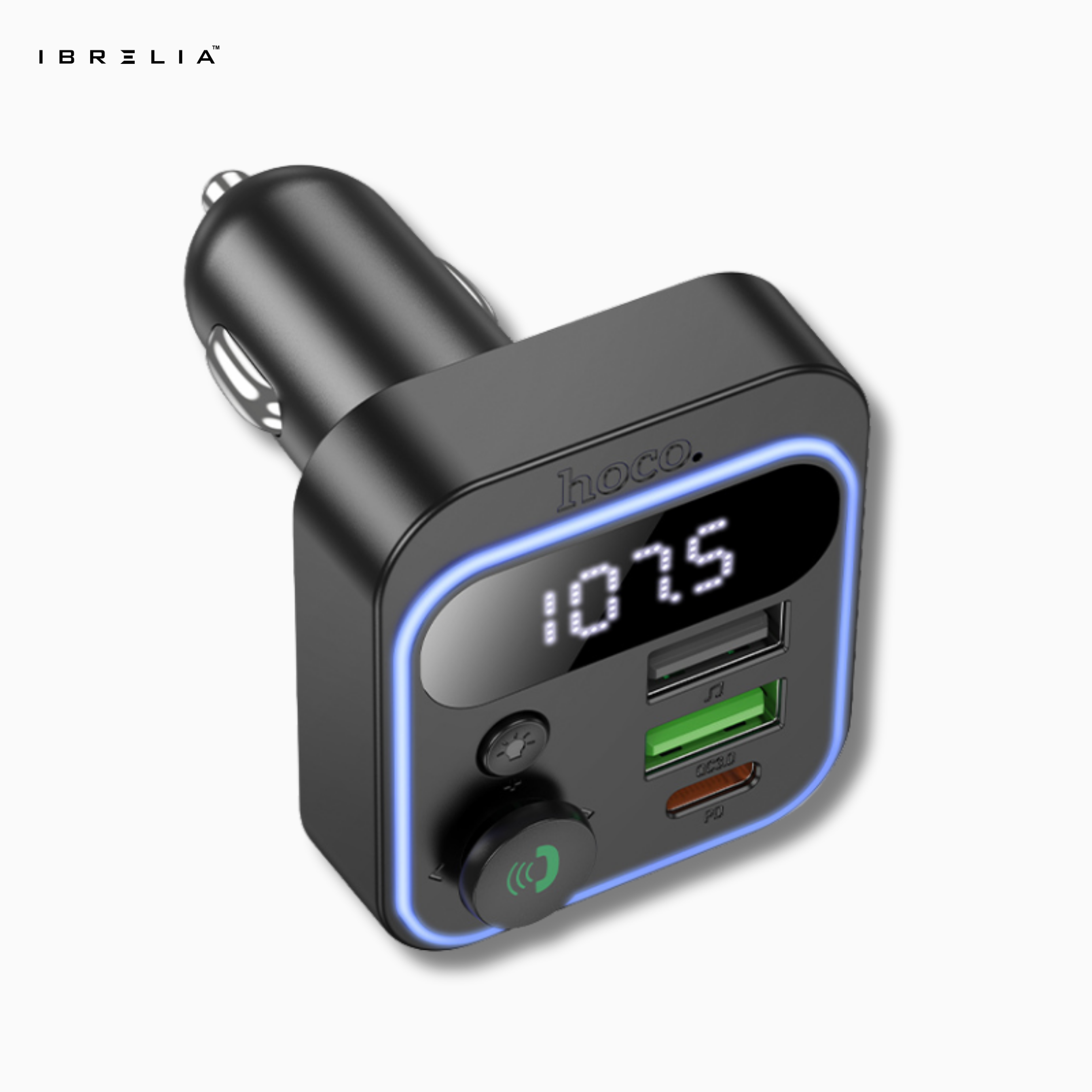 HOCO E85 38W High Power In-Car Wireless FM Transmitter – Bluetooth 5.3 Fast Charging Car Adapter | IBRELIA™