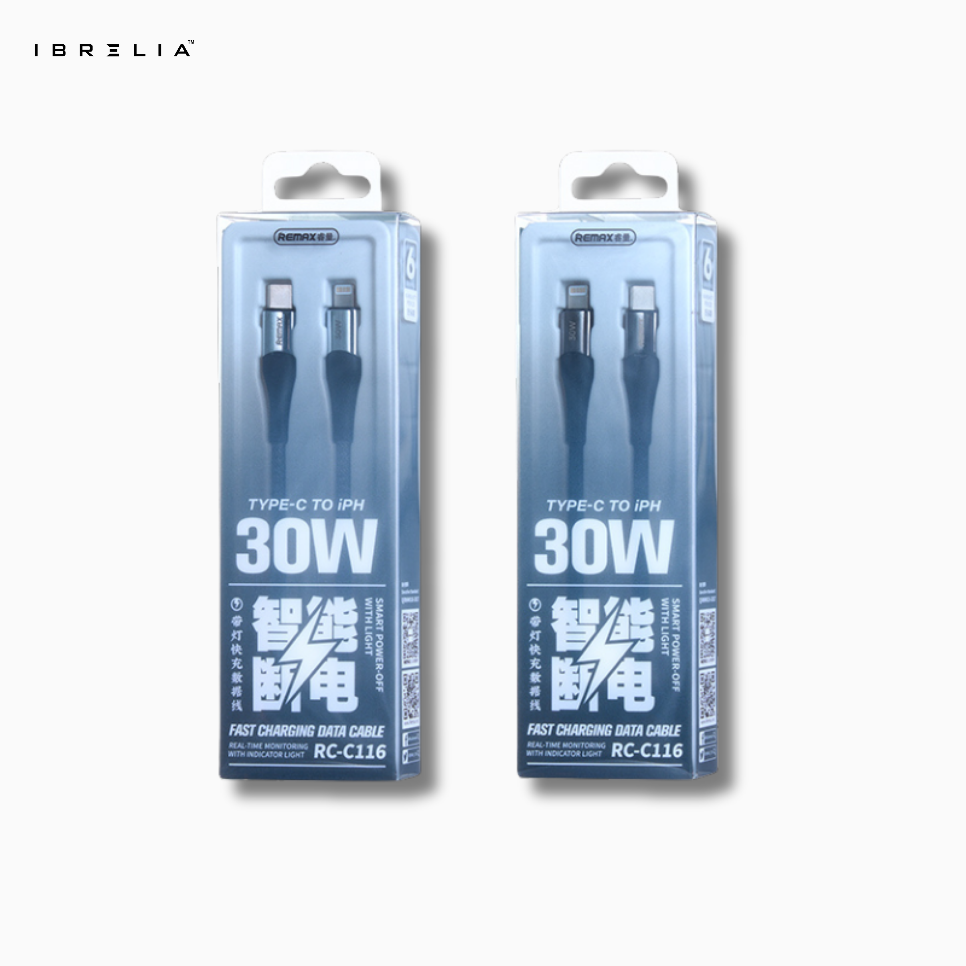 REMAX Intelyelec RC-C116 30W Smart Power-Off Cable (Type-C to Lightning) | Fast Charging for iPhone | LED Indicator | IBRELIA™