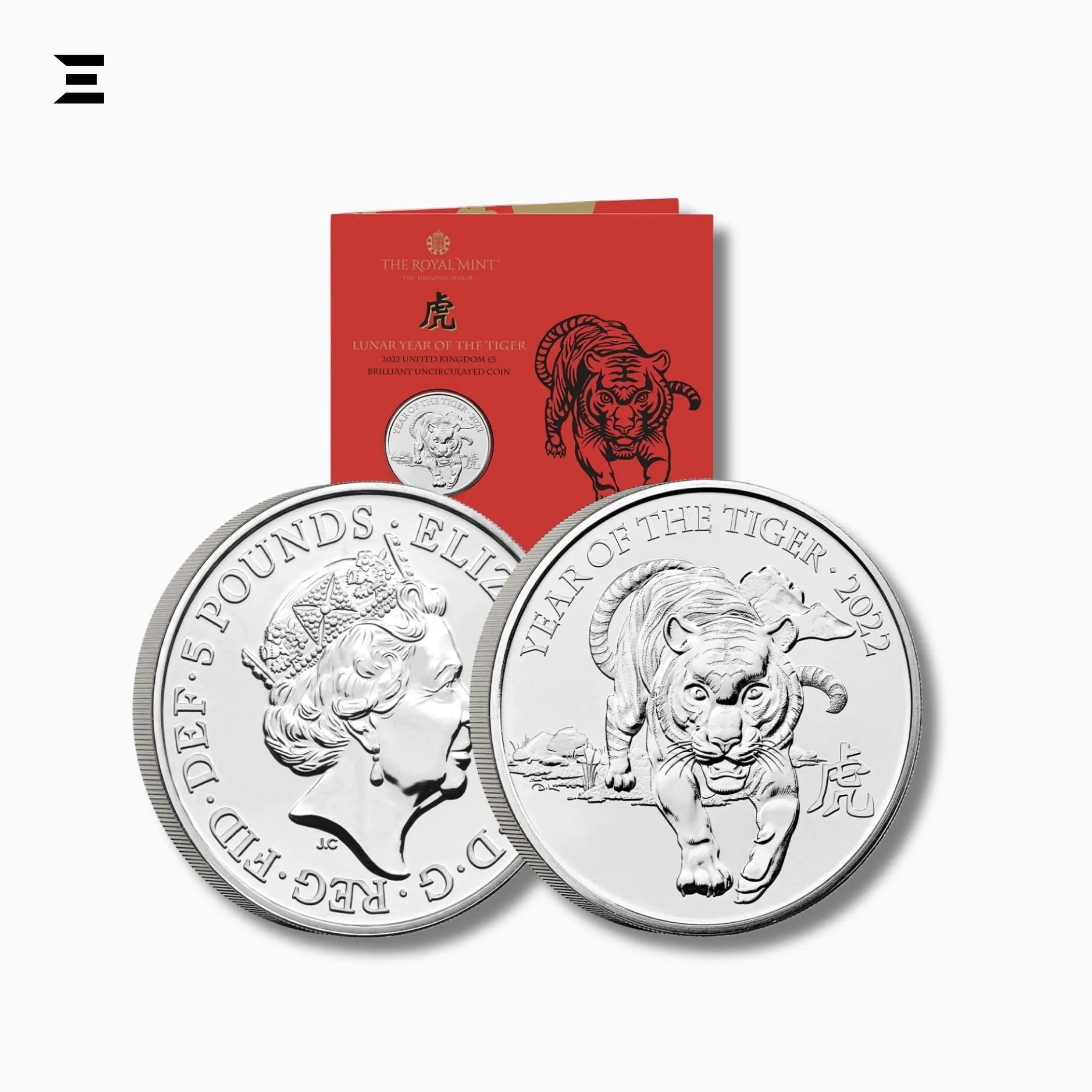 The Royal Mint £5 Year of the Tiger 2022 Coin – Elizabeth II 5th Portrait IBRELIA