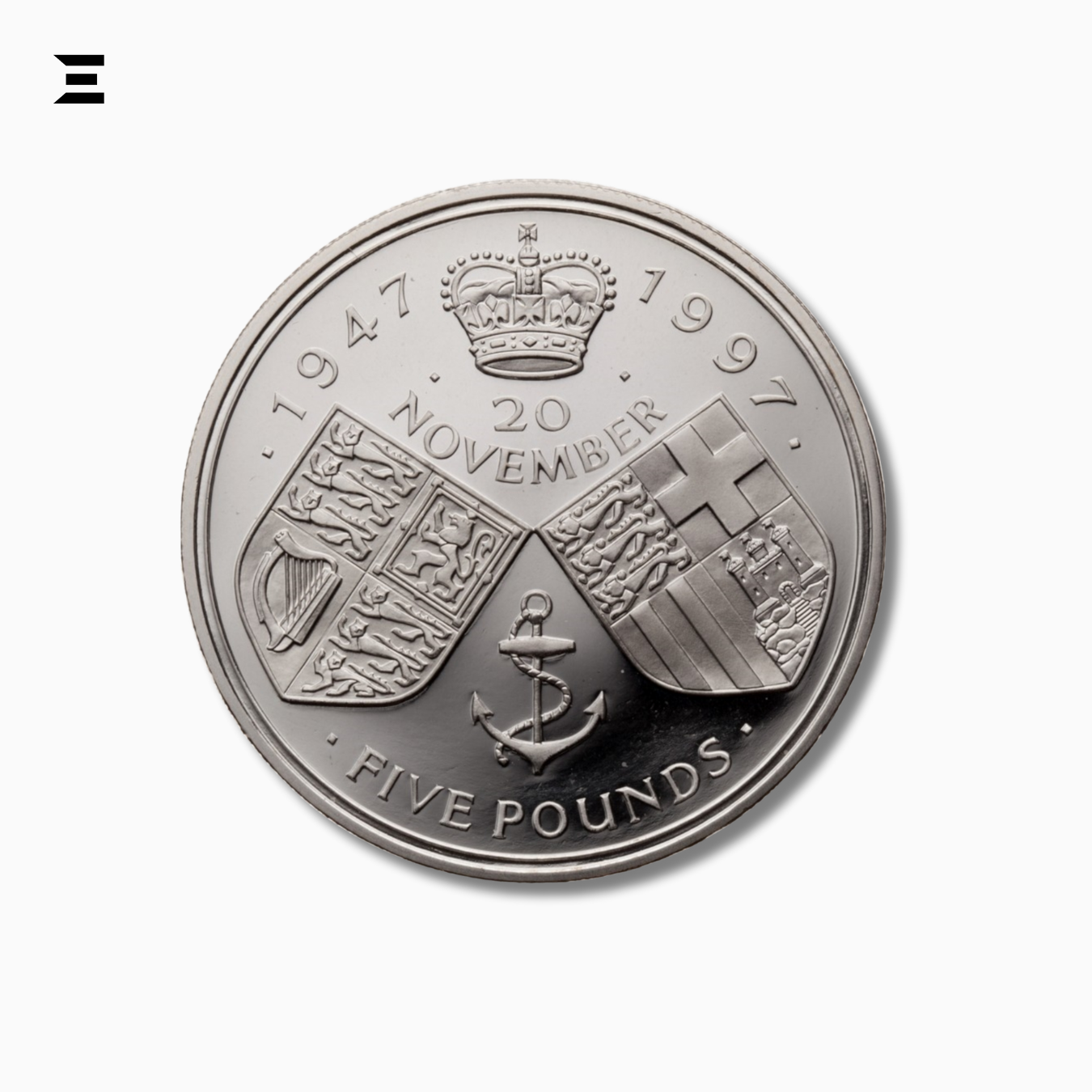 1997 UK £5 Golden Wedding Anniversary Coin – Elizabeth II & Prince Philip IBRELIA