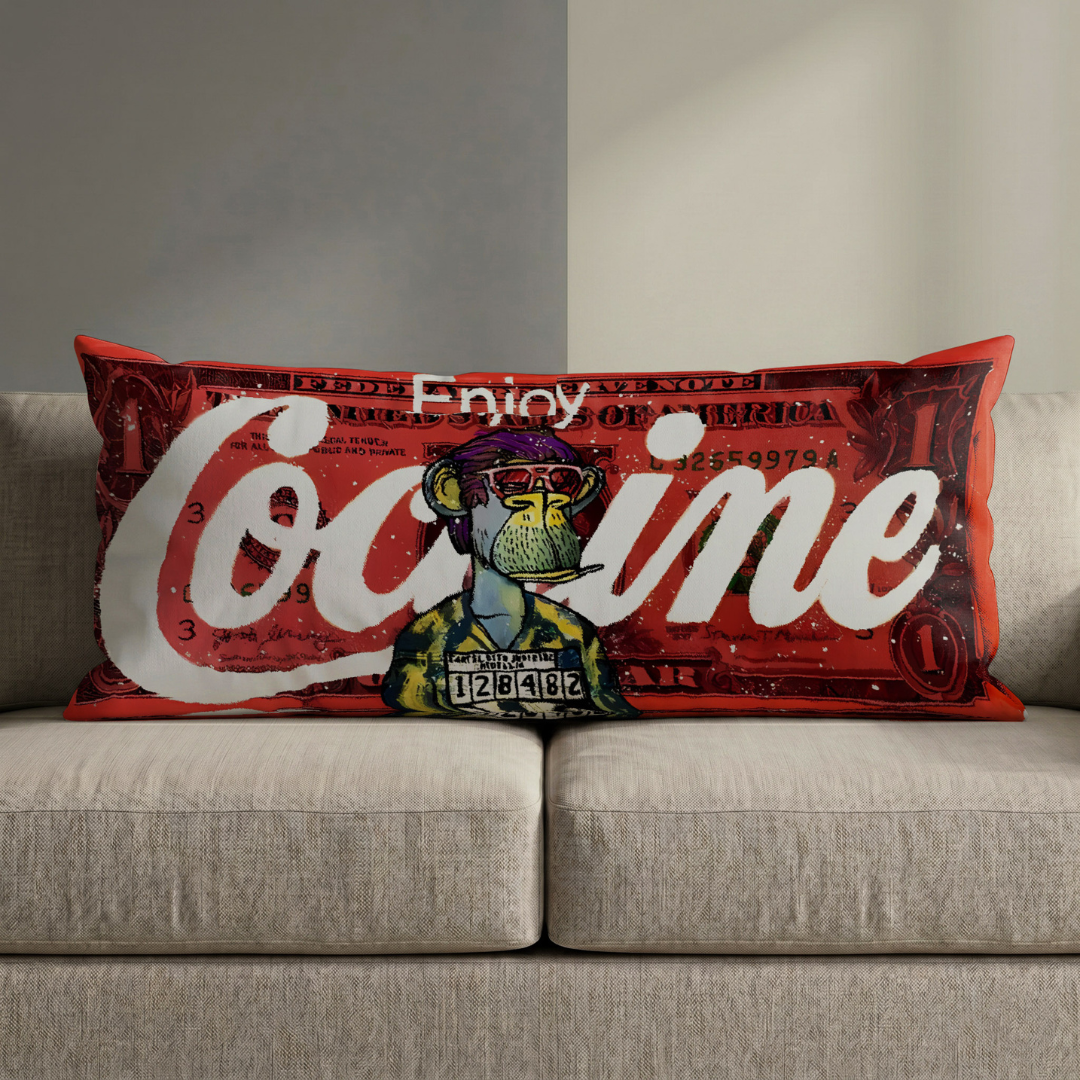 IBRELIA™ COCO Street Monkey Ultra Wide Cushion – Premium Jute Luxury Sofa Pillow (46 x 19 Inches) IBRELIA