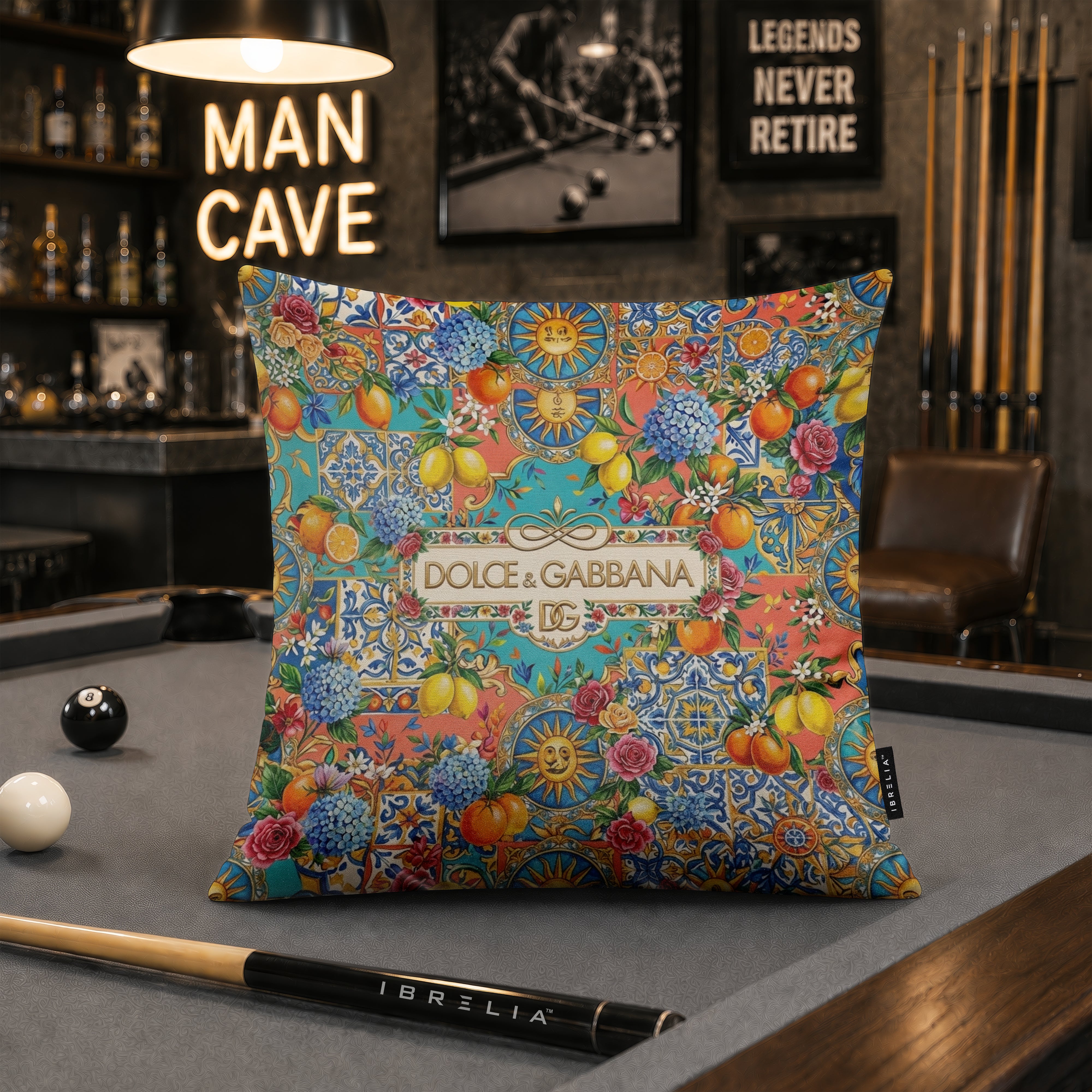 Luxury Mediterranean Citrus Designer Cushion | Premium Velvet Suede | Double-Sided Print