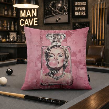 Luxury Pink Fashion Perfume Designer Cushion | Premium Velvet Suede | Double-Sided Print