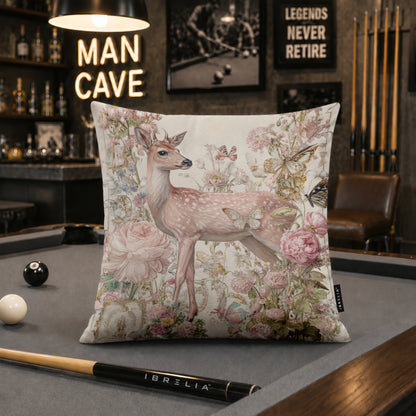 Vintage Floral Deer Cushion | Premium Velvet Suede | Double-Sided Print