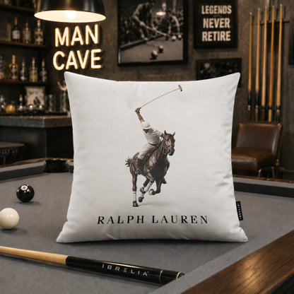 Polo Player Cushion | Premium Velvet Suede | Double-Sided Print
