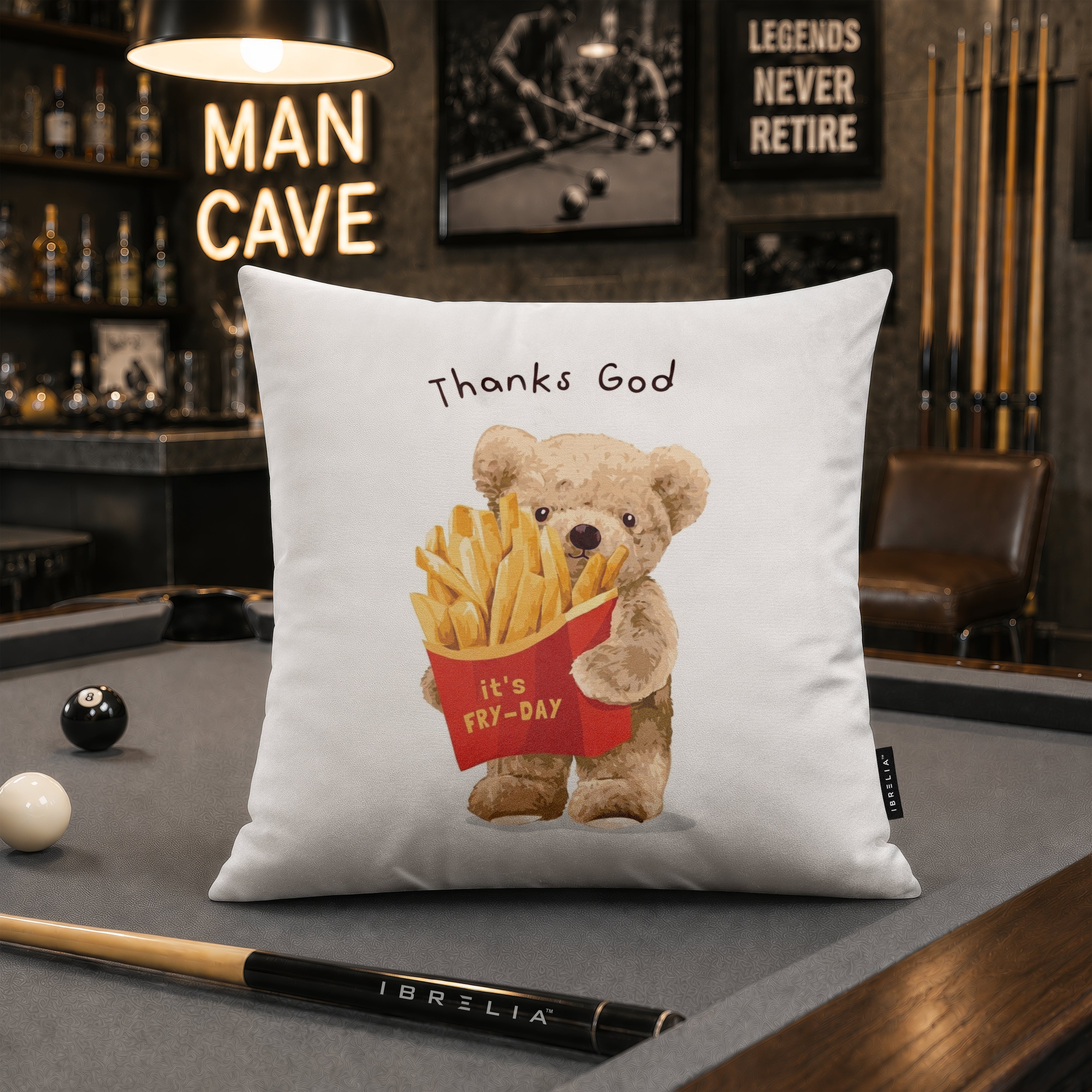 Thanks God It's Fry-Day Teddy Cushion | Premium Velvet Suede | Double-Sided Print