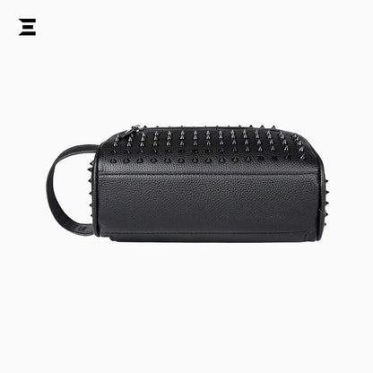 Elegant Black Rivet Leather Wrist Clutch All Black – Unisex Evening & Party Bag IBRELIA™ - IBRELIA
