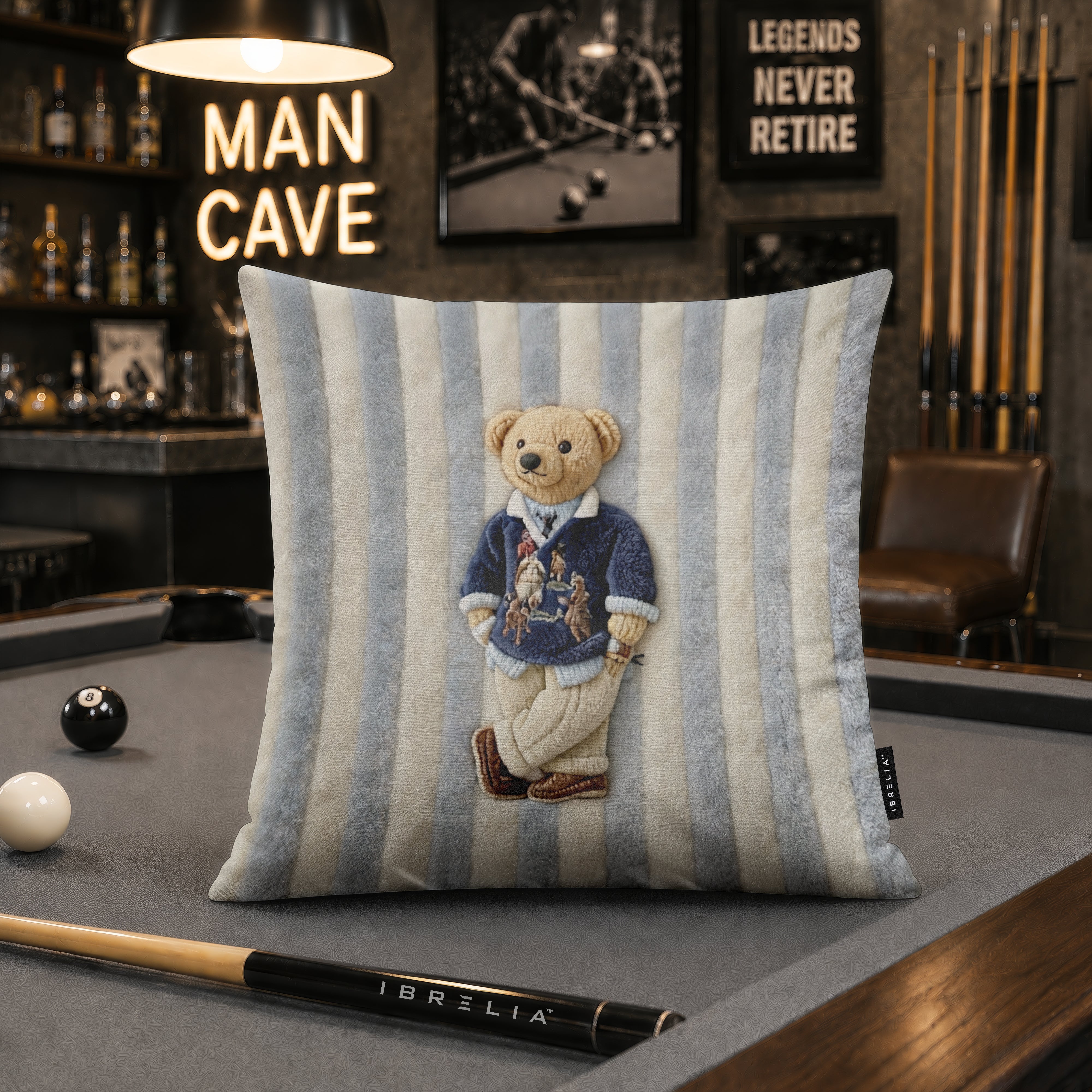 Classic Teddy Striped Cushion | Premium Velvet Suede | Double-Sided Print