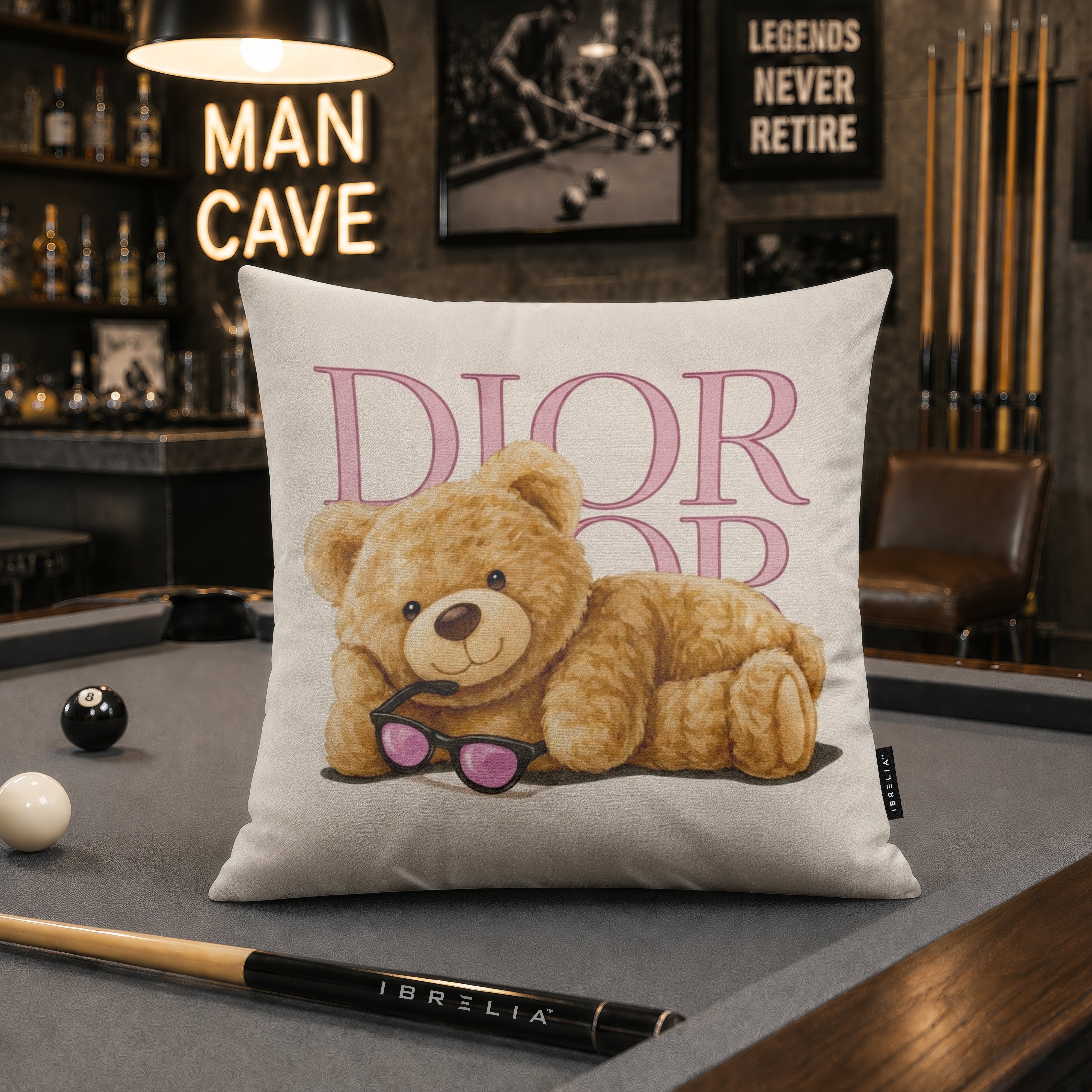 Dior Teddy Cushion | Premium Velvet Suede | Double-Sided Print