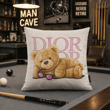Dior Teddy Cushion | Premium Velvet Suede | Double-Sided Print