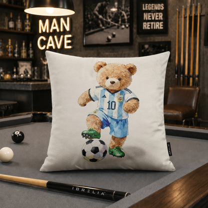 Lionel Messi Teddy Football Cushion | Premium Velvet Suede | Double-Sided Print