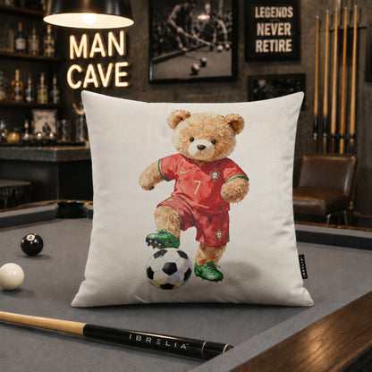 Cristiano Ronaldo Teddy Football Cushion | Premium Velvet Suede | Double-Sided Print