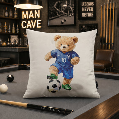 Kylian Mbappé Teddy Football Cushion | Premium Velvet Suede | Double-Sided Print