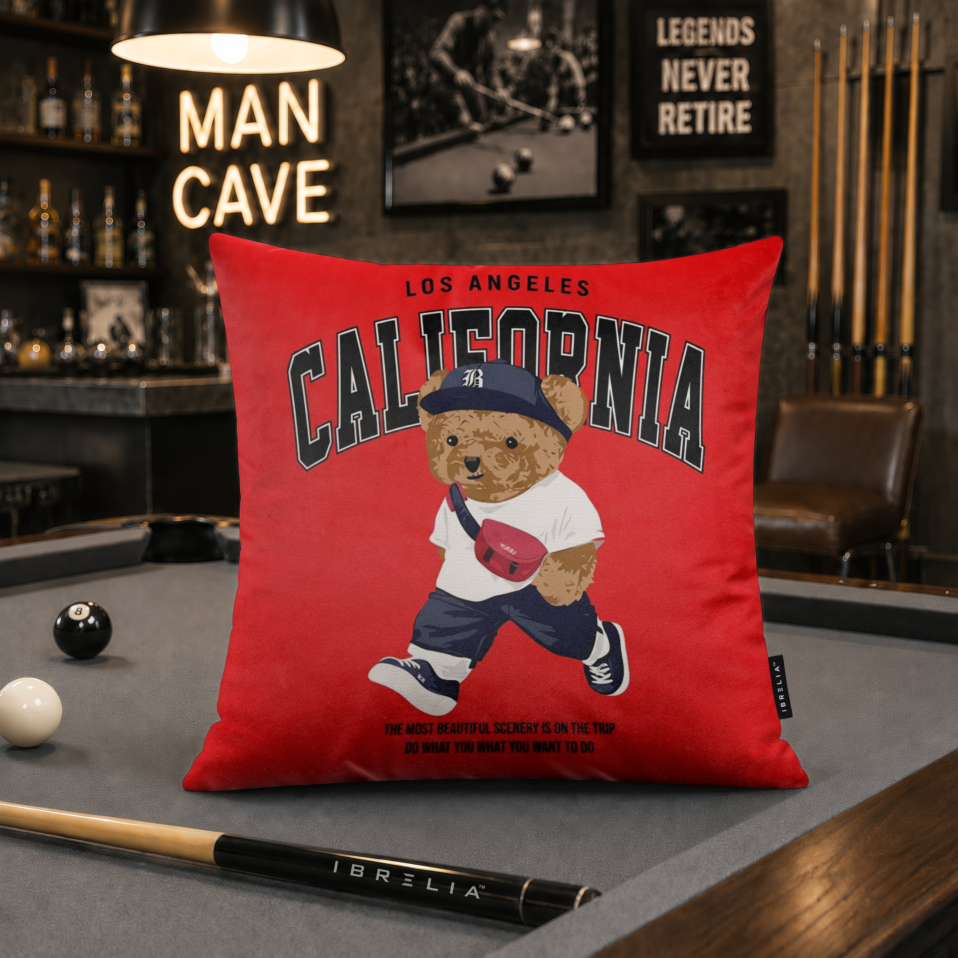 California Teddy Bear Velvet Suede Decorative Cushion | Premium Double-Sided Print