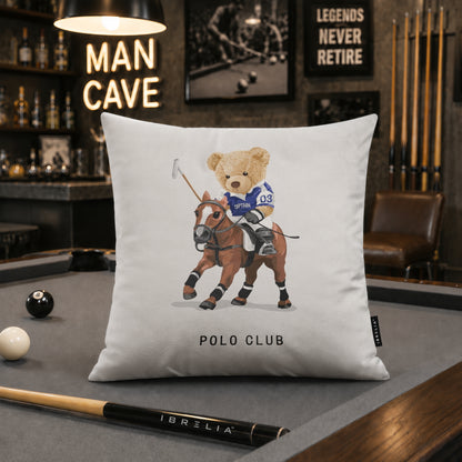 Polo Teddy Bear Velvet Suede Decorative Cushion | Premium Double-Sided Print