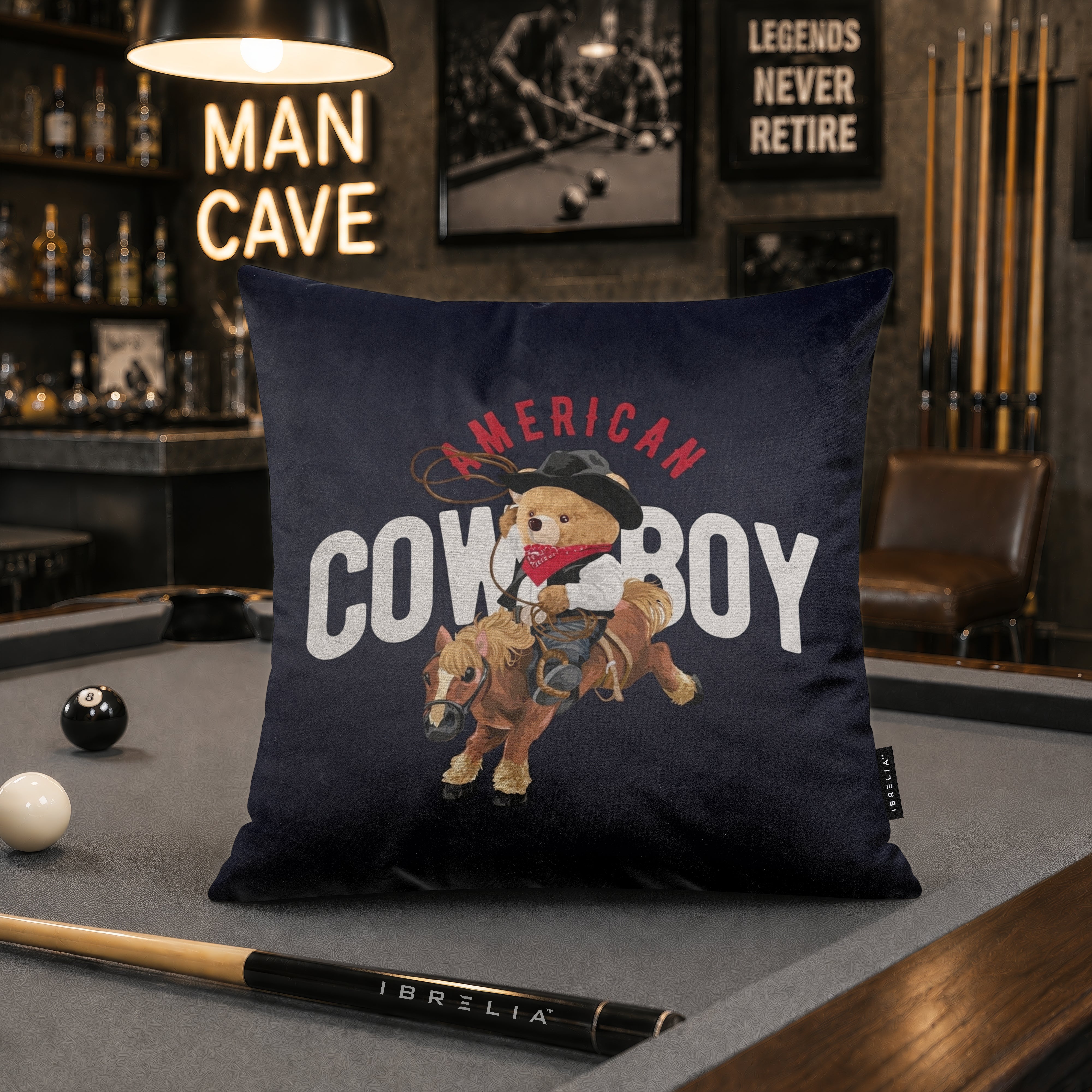Cowboy Teddy Bear Velvet Suede Decorative Cushion | Premium Double-Sided Print