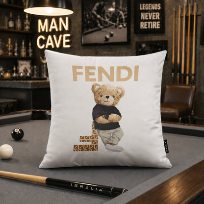 Luxury Teddy Bear Velvet Suede Decorative Cushion | Premium Double-Sided Print