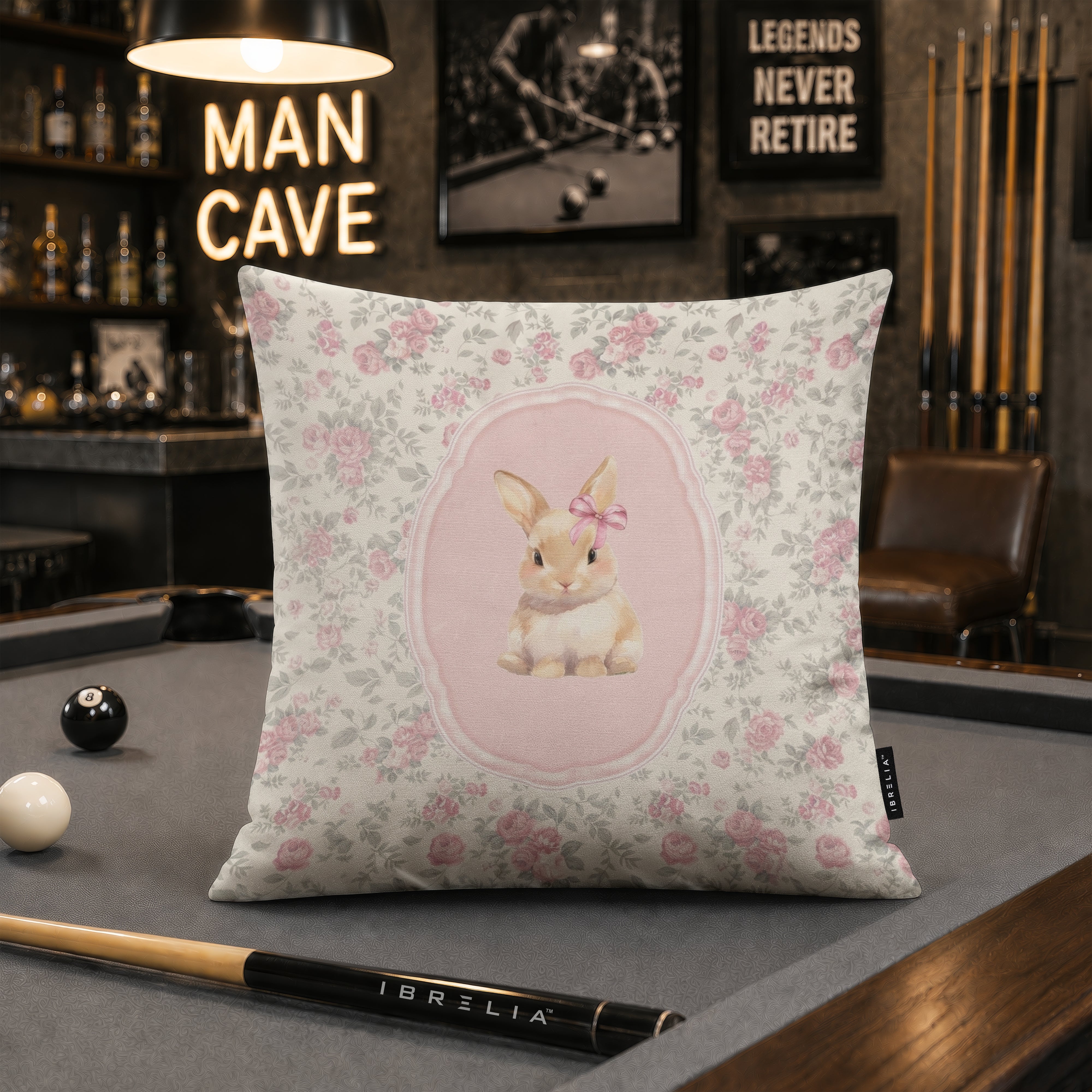 Vintage Floral Bunny Velvet Suede Decorative Cushion | Premium Double-Sided Print