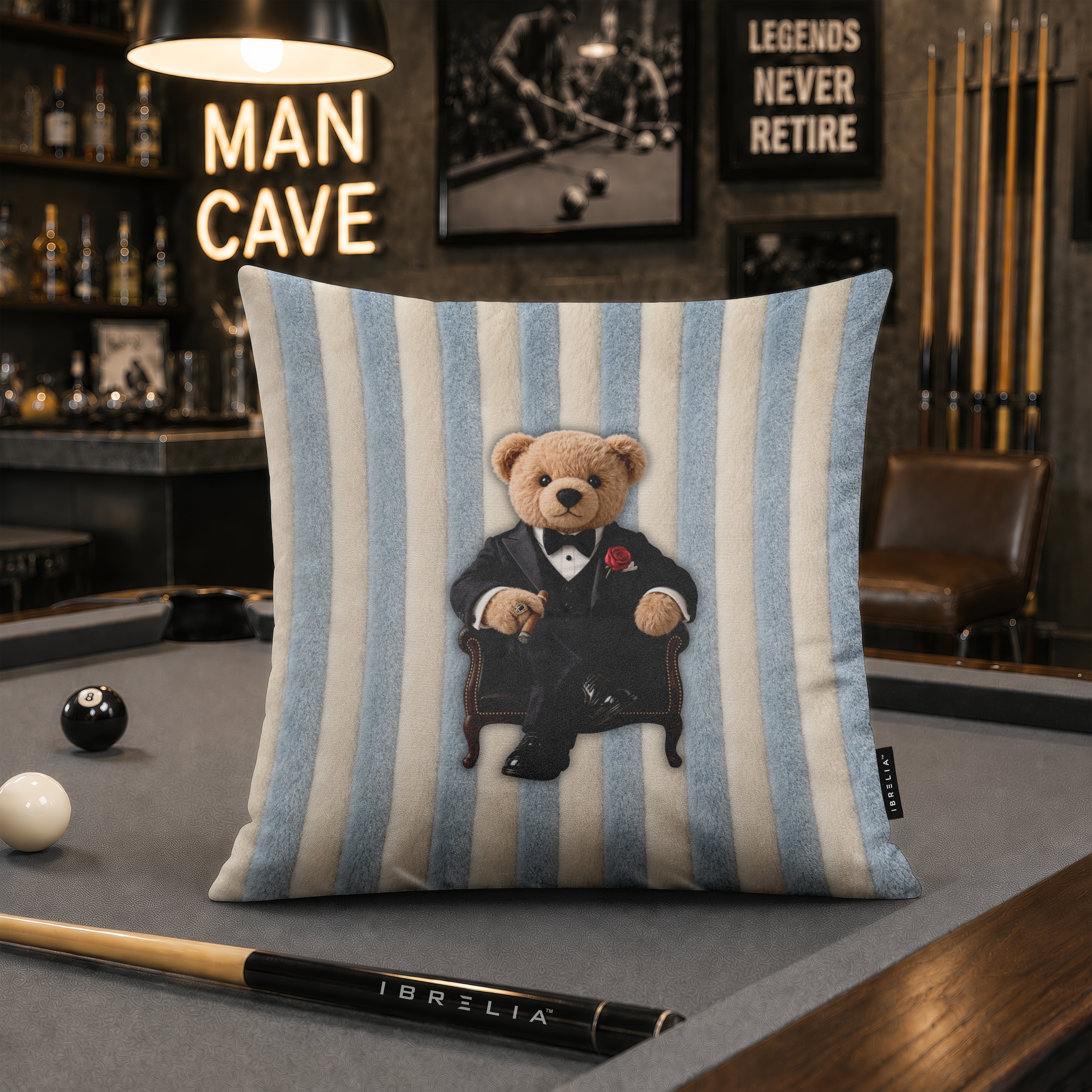 Don Vito Corleone Teddy Bear Cushion | Premium Velvet Suede | Double-Sided Print