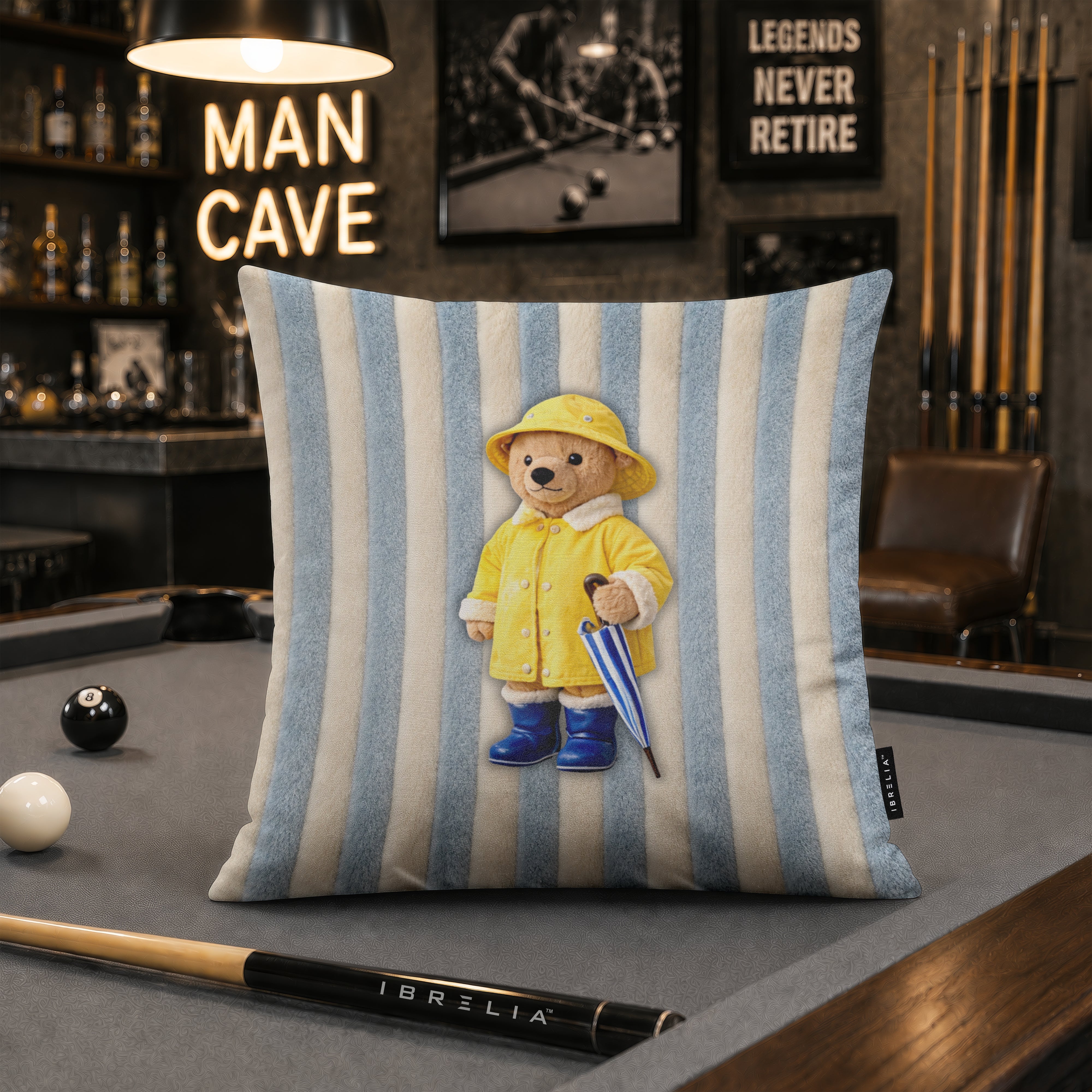 Little Rain Bear Cushion | Premium Velvet Suede | Double-Sided Print