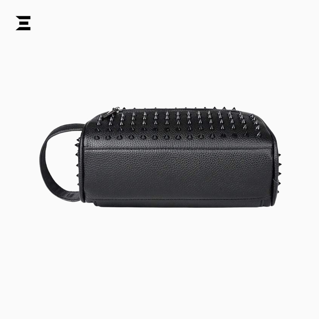 Elegant Black Rivet Leather Wrist Clutch – Unisex Evening & Party Bag IBRELIA™ - IBRELIA