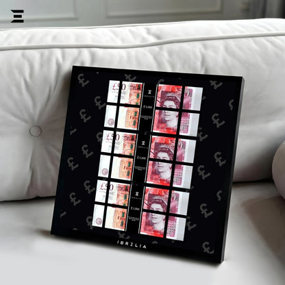 IBRELIA™ 3D Pound Money Frame – £50 Stacks | Premium Luxury Acrylic Display Frame