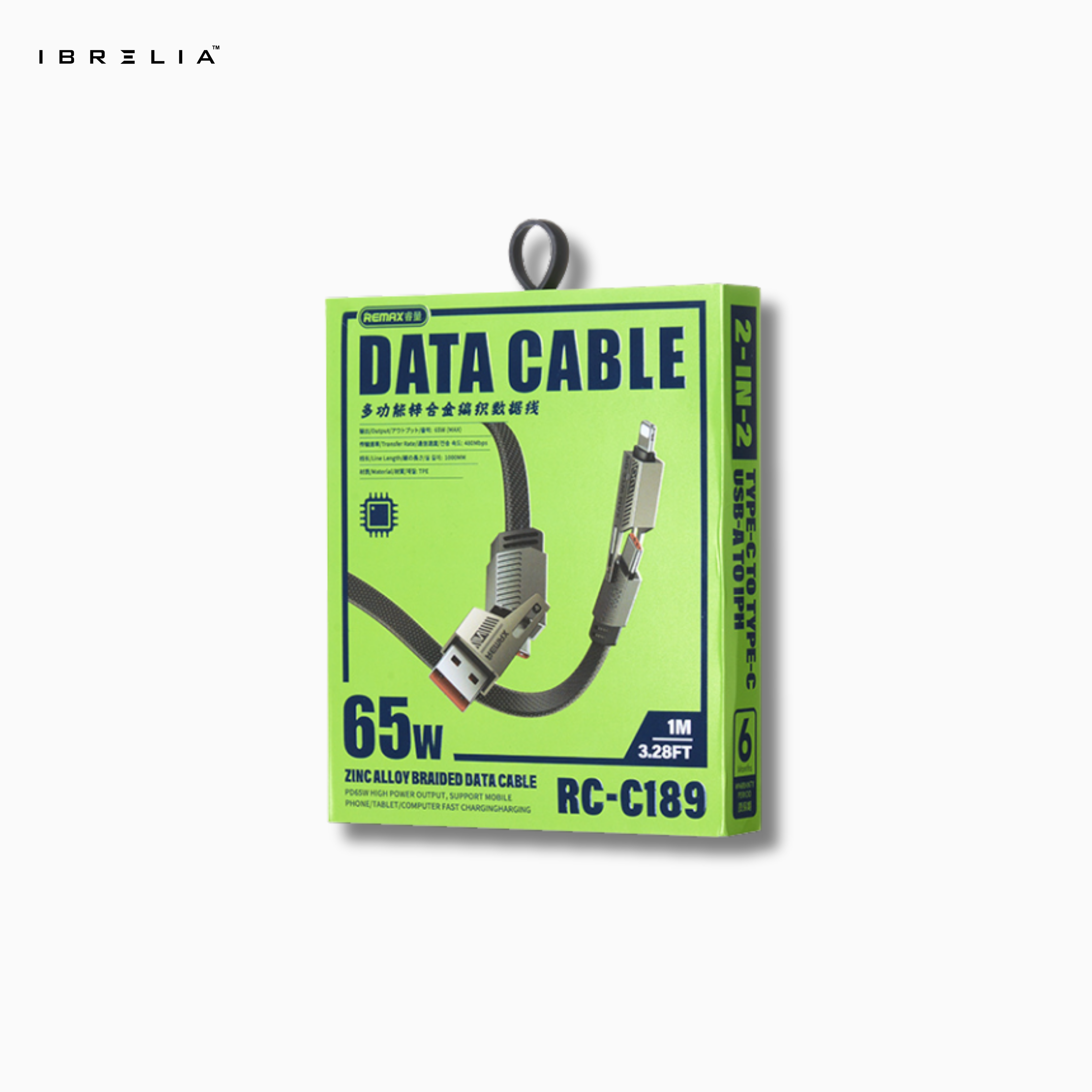 REMAX RC-C189 65W Fast Charging Cable | Multi-Functional Zinc Alloy Braided | USB-A to Type-C | 1M | IBRELIA™