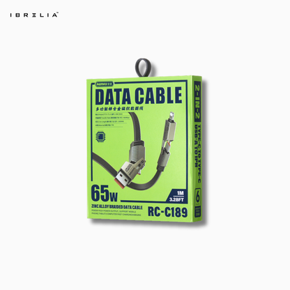 REMAX RC-C189 65W Fast Charging Cable | Multi-Functional Zinc Alloy Braided | USB-A to Type-C | 1M | IBRELIA™