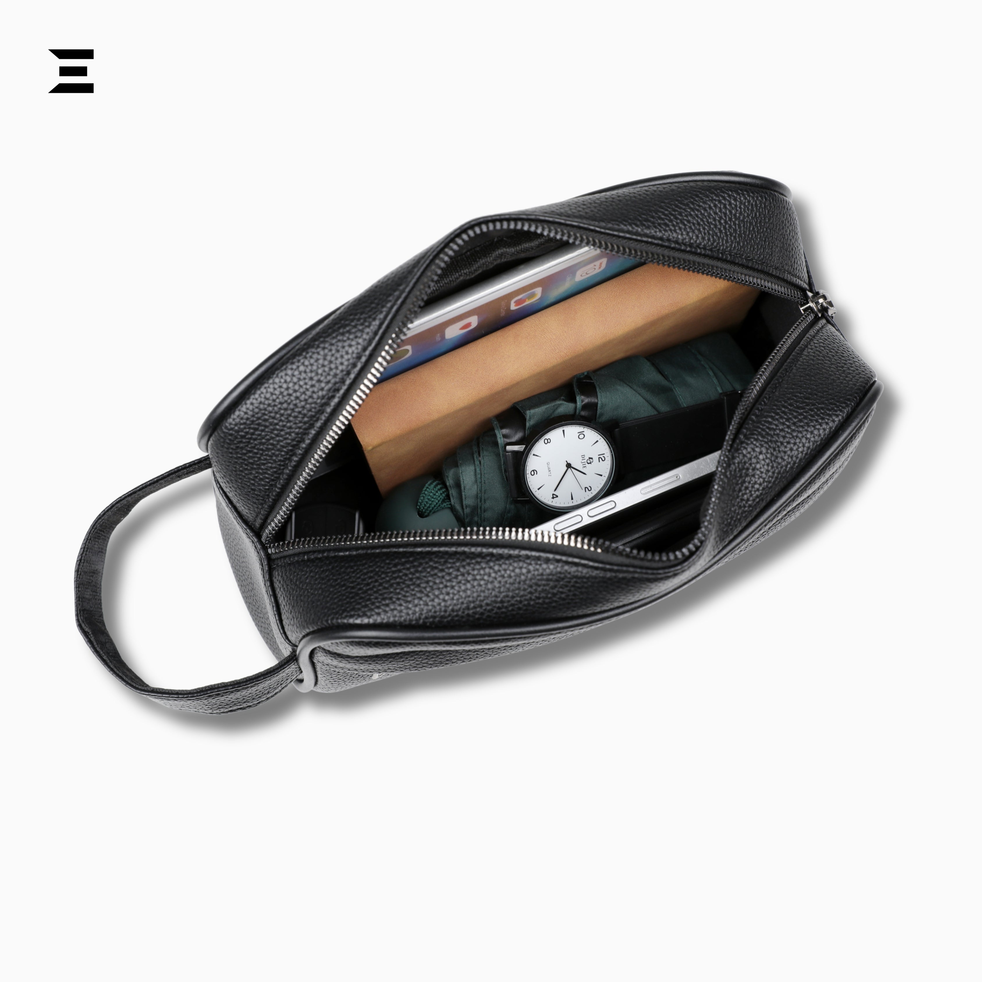 IBRELIA™ All-Black EDC Bag – Waterproof PU Leather Everyday Carry Organizer IBRELIA