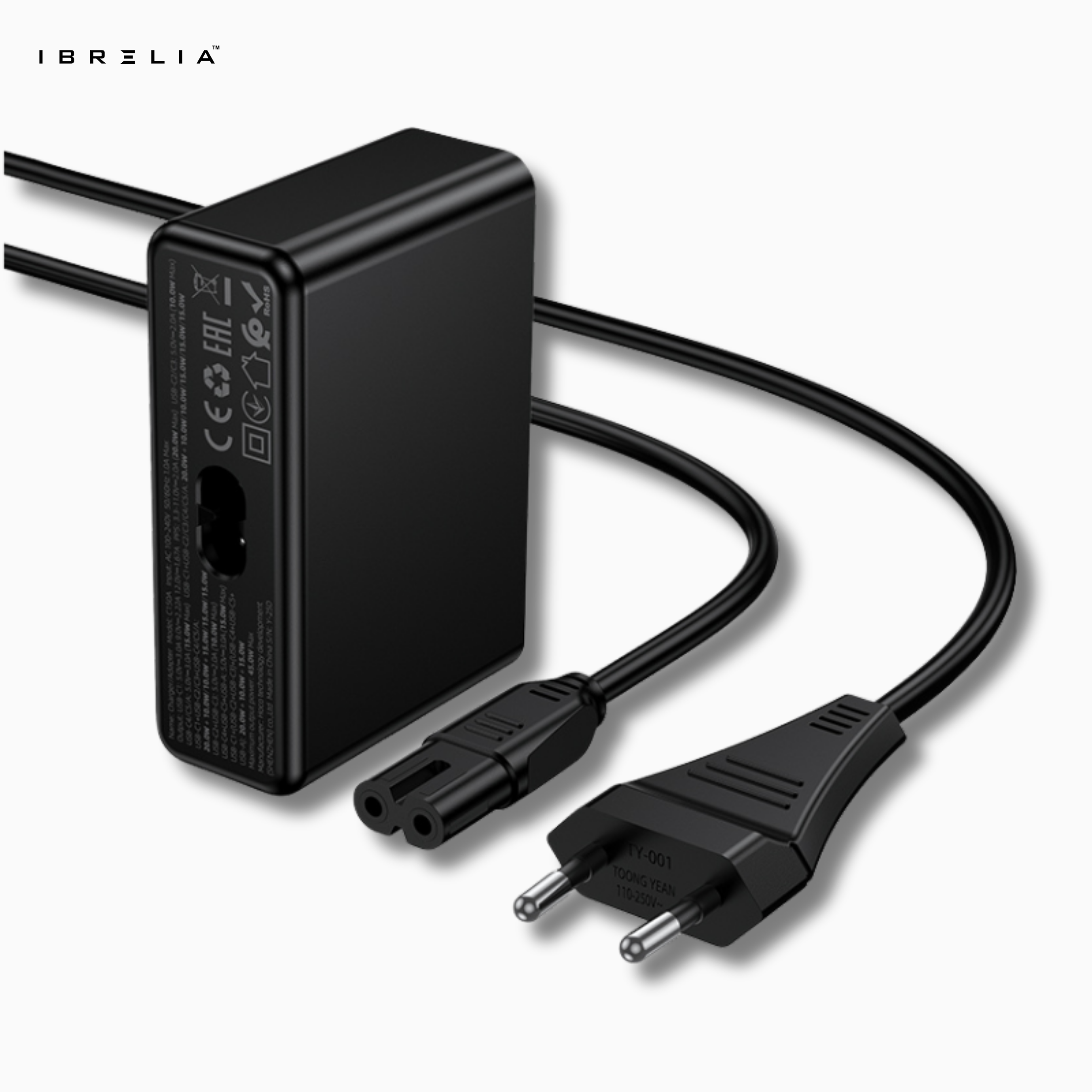 HOCO C150A Modern PD45W 6-Port Desktop Charger (5× Type-C + 1× USB-A | 45W Intelligent Balance | EU Plug) | IBRELIA™