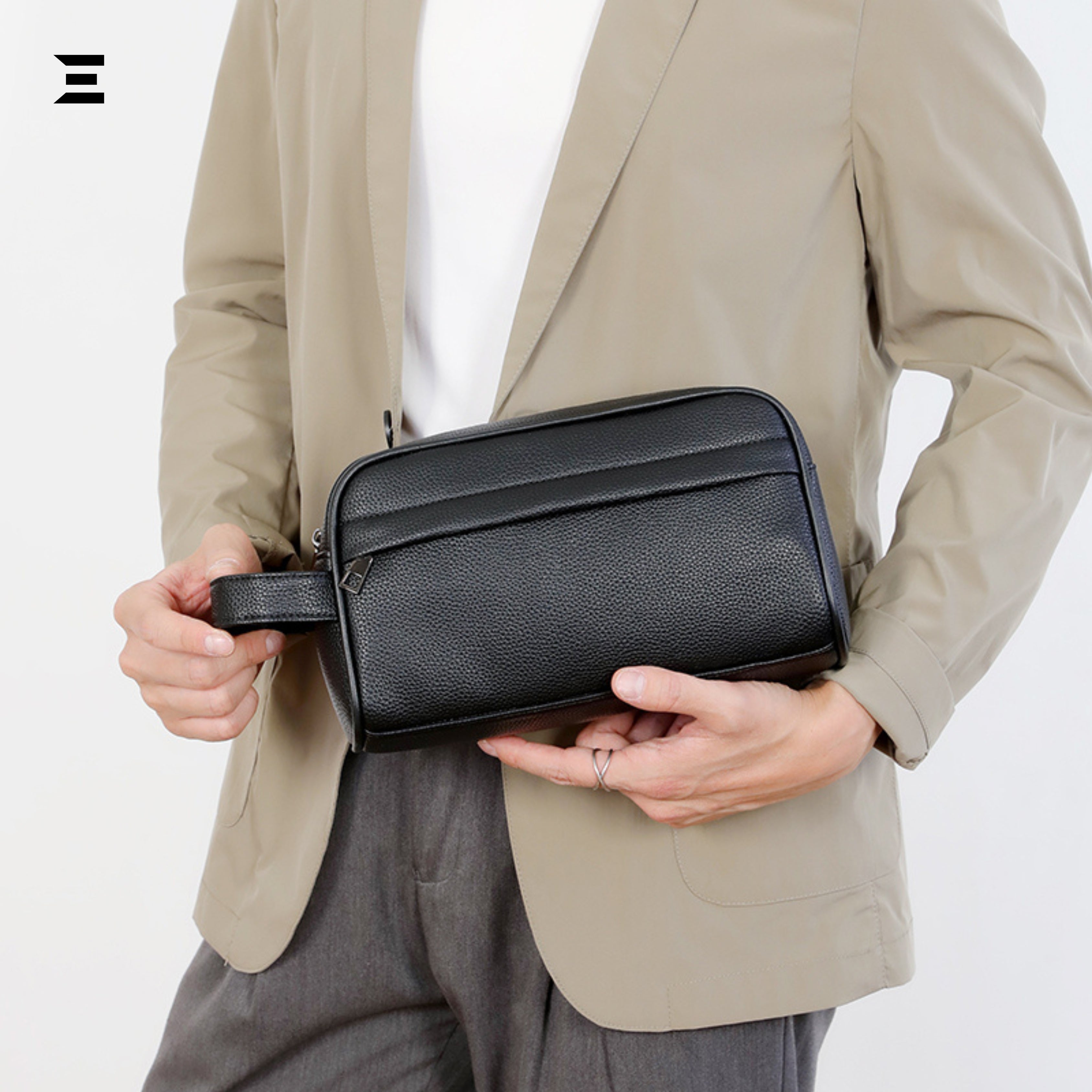 IBRELIA™ All-Black EDC Bag – Waterproof PU Leather Everyday Carry Organizer IBRELIA