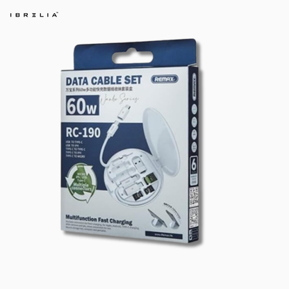 REMAX Wanbo 60W Fast Charging Cable Set RC-190 | Multi-Connector Data Cable Kit | IBRELIA™