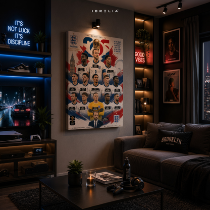 England FIFA World Cup 2026 Team Wall Art – Three Lions Football Poster | IBRELIA™